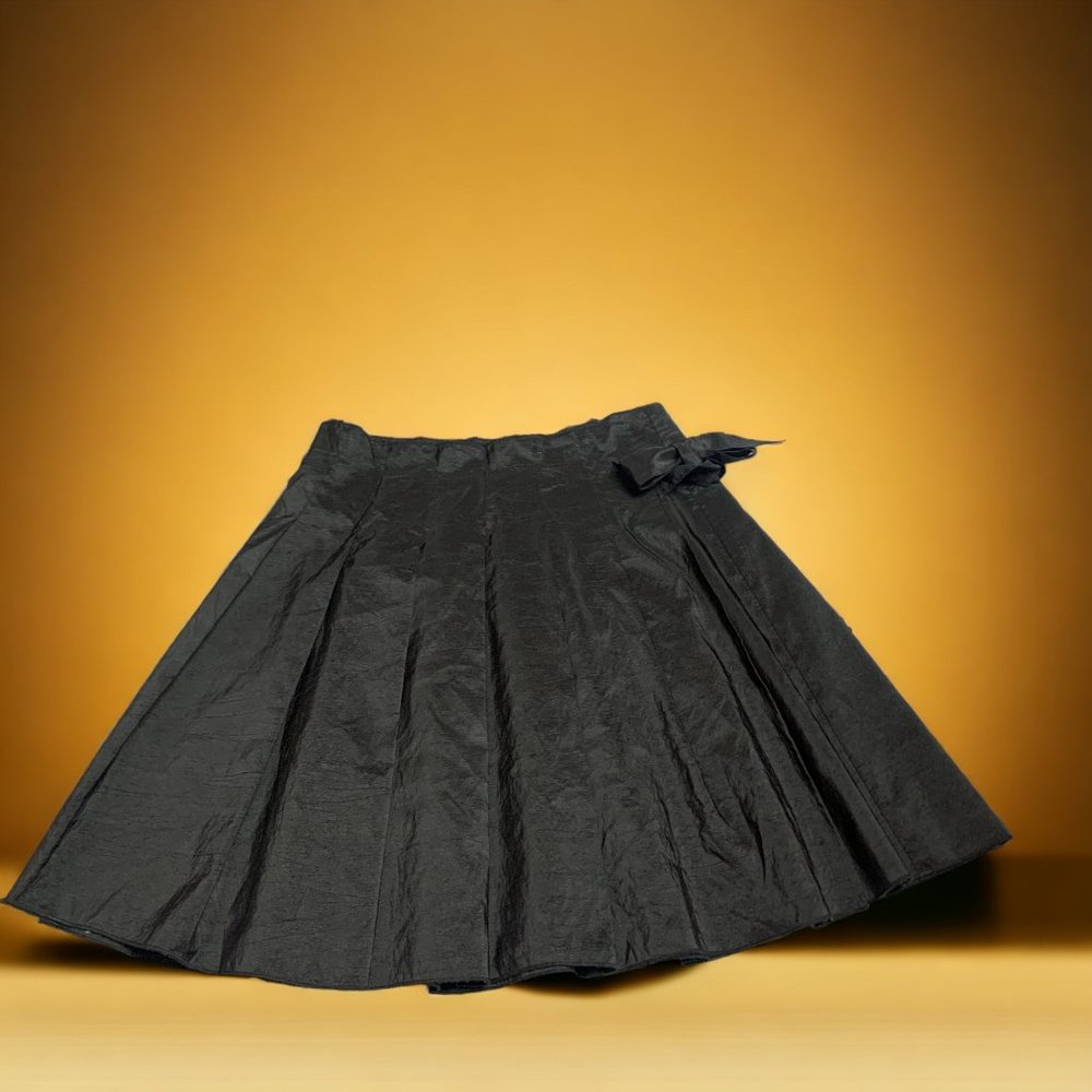 ATELIER Black Pleated A‎ Line  Wrap Skirt